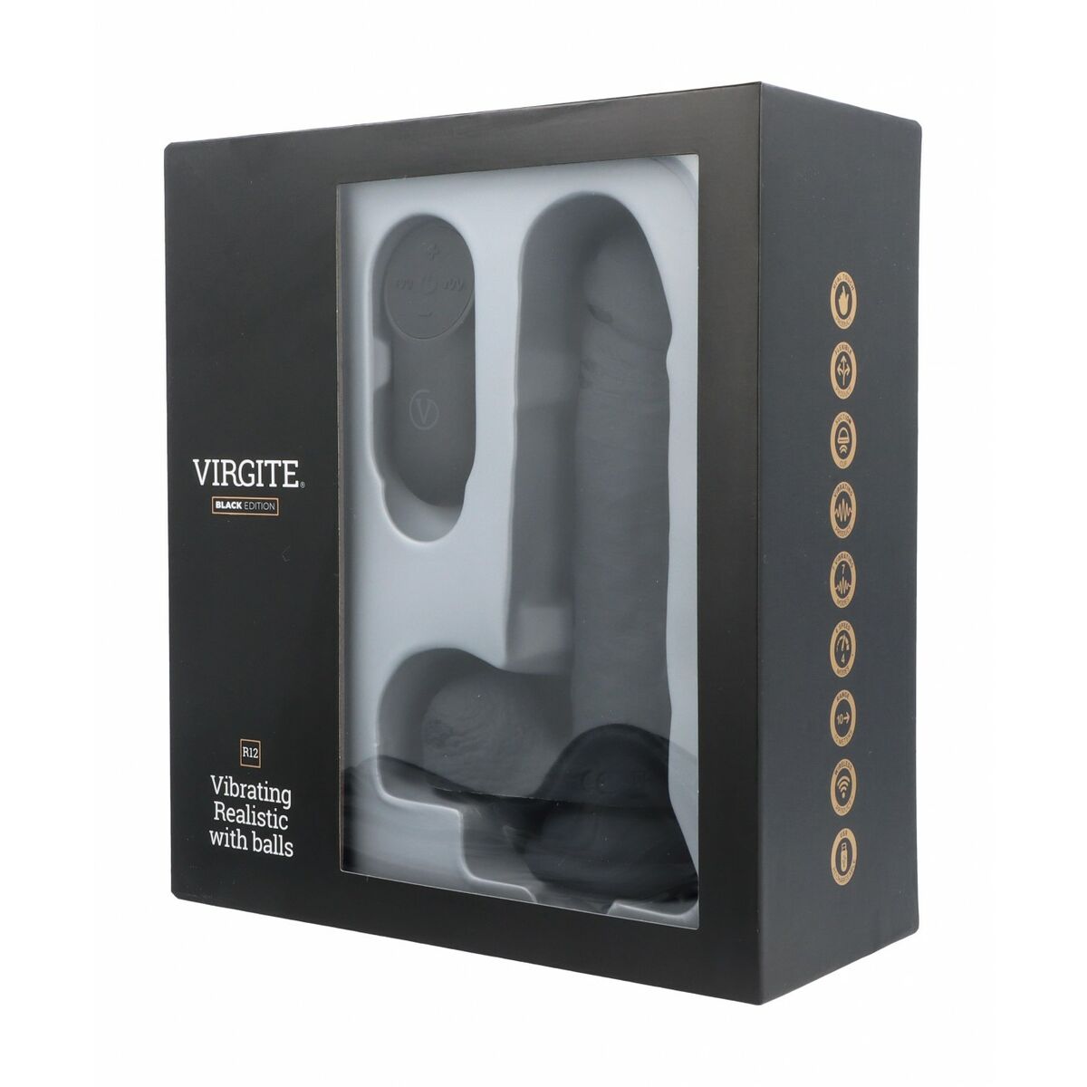Gode réaliste Virgite R12 Noir 14,4 cm